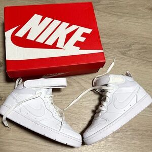 Nike Kids All-White High-Top Sneakers